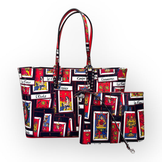 CHRISTIAN LOUBOUTIN  Cabata Small Tarot Patent Spiked TOTE Bag