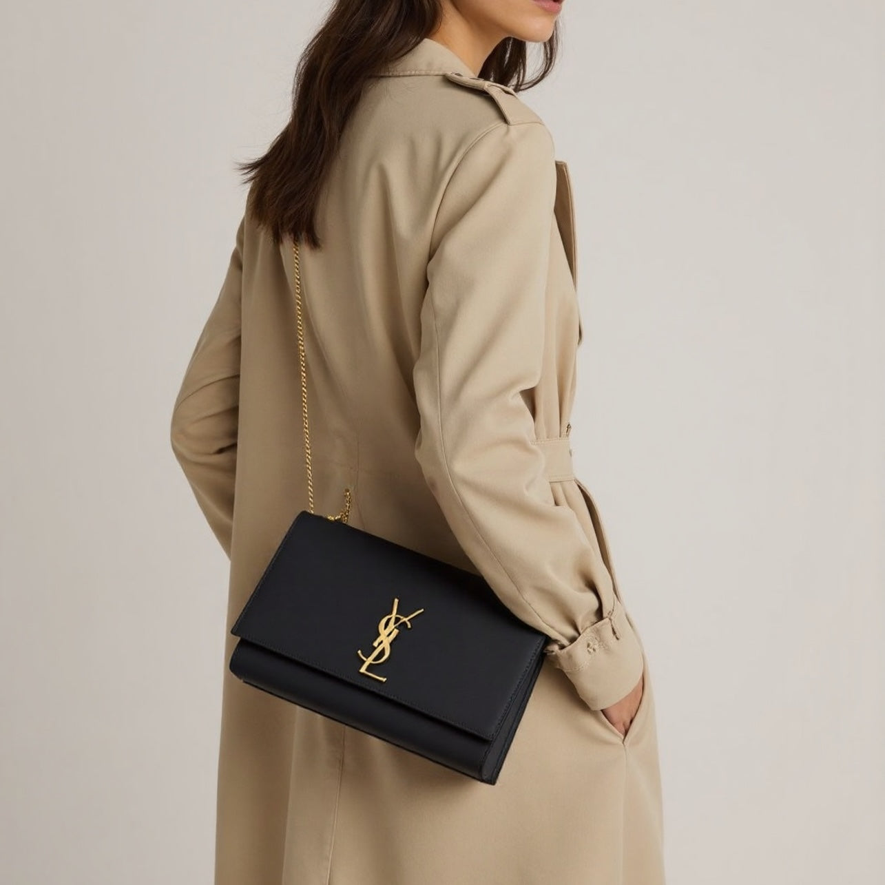 Saint Laurent Black Kate Medium Shoulder Bag