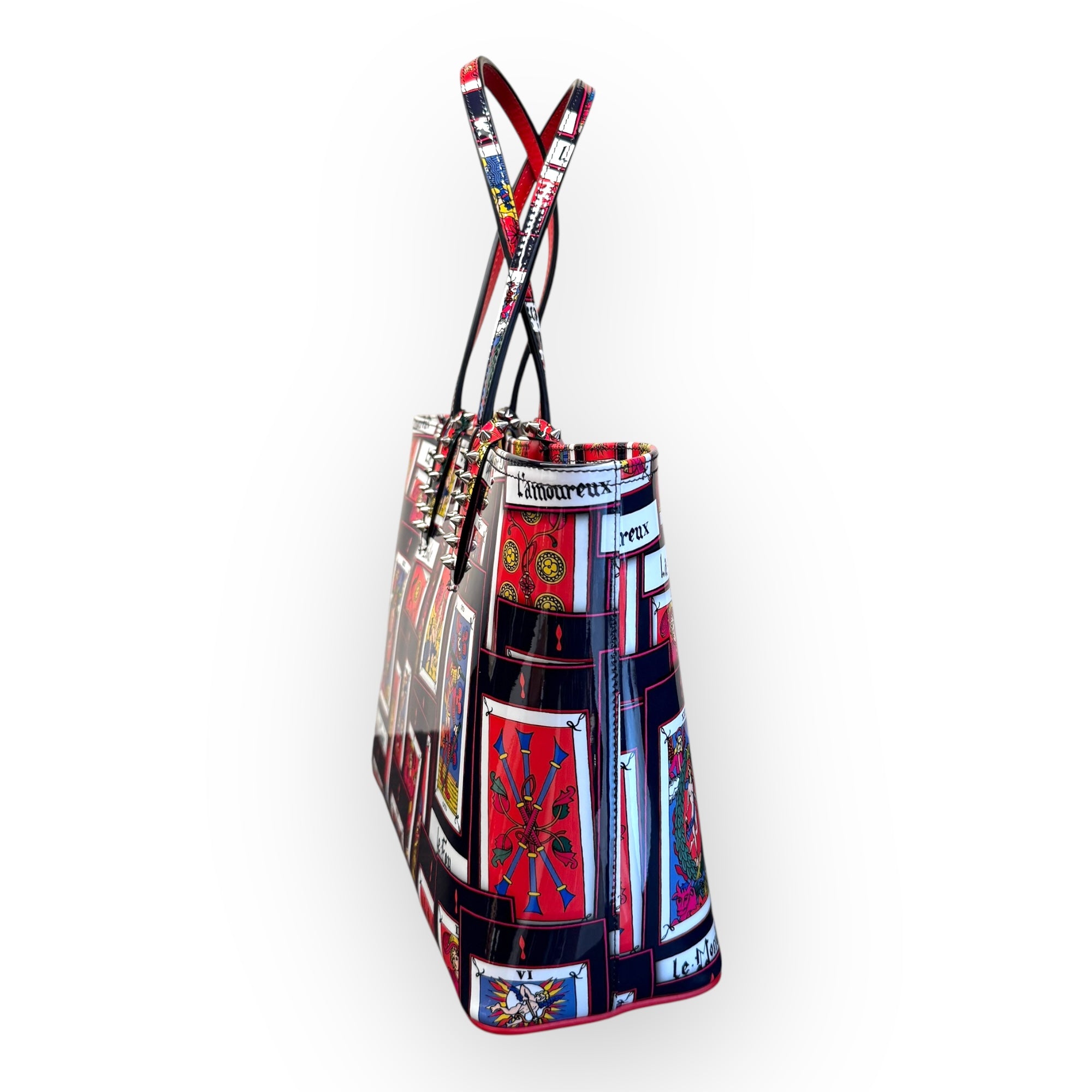 CHRISTIAN LOUBOUTIN  Cabata Small Tarot Patent Spiked TOTE Bag