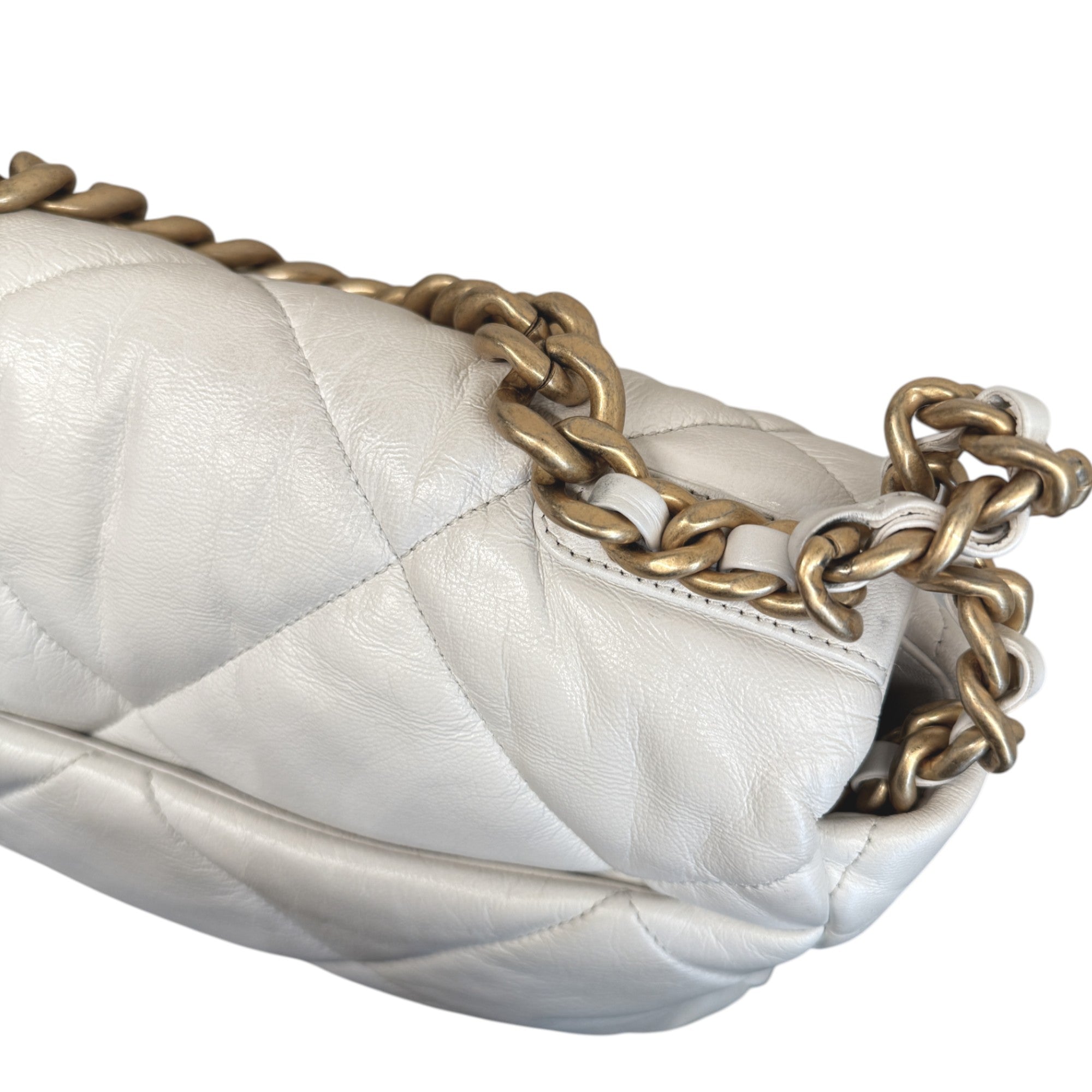 Chanel Lambskin Quilted Medium Chanel 19 Flap White