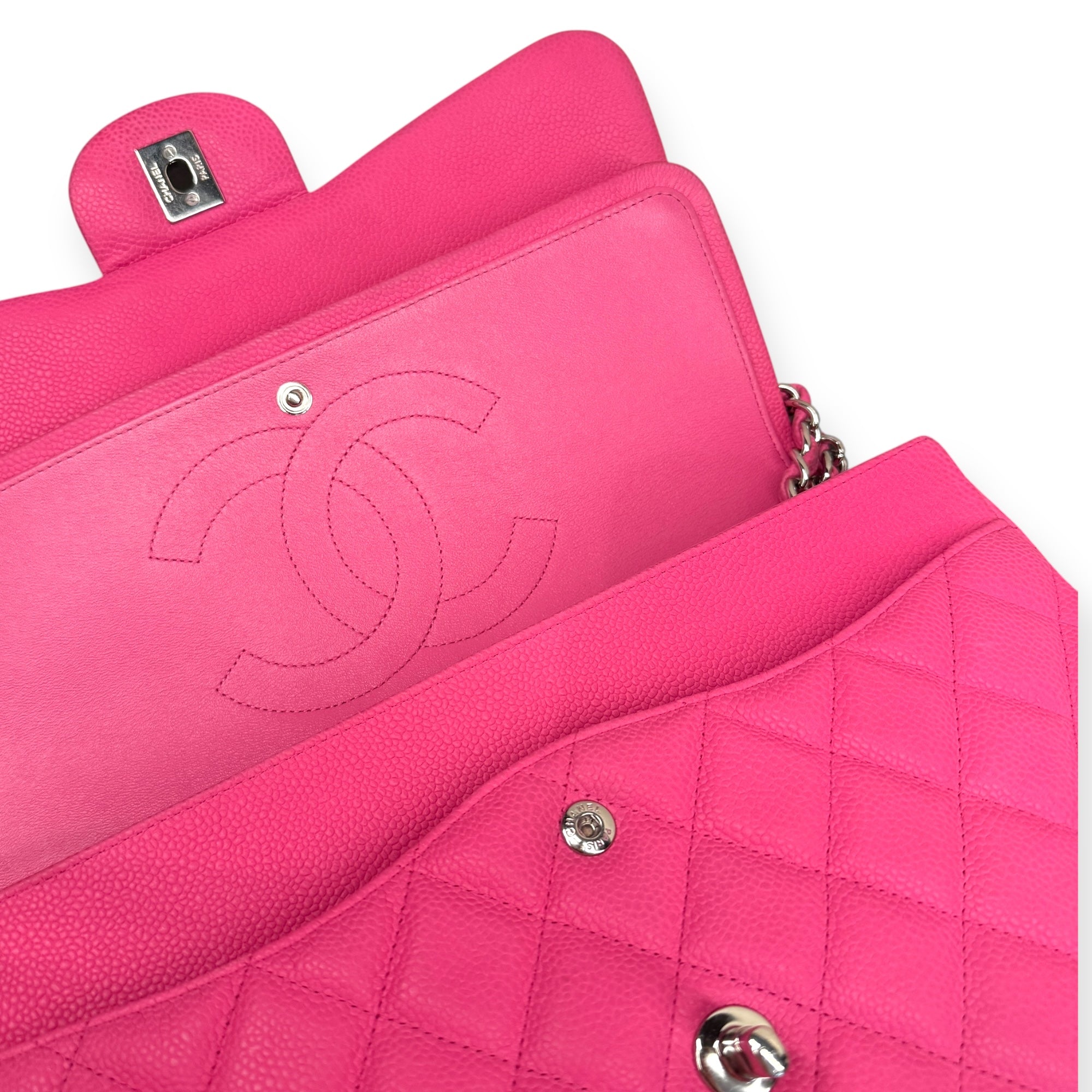 Chanel Pink Jumbo Classic Caviar Double Flap Bag
