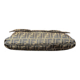 Fendi Brown FF Canvas Baguette Shoulder Bag with Tortoiseshell Buckle