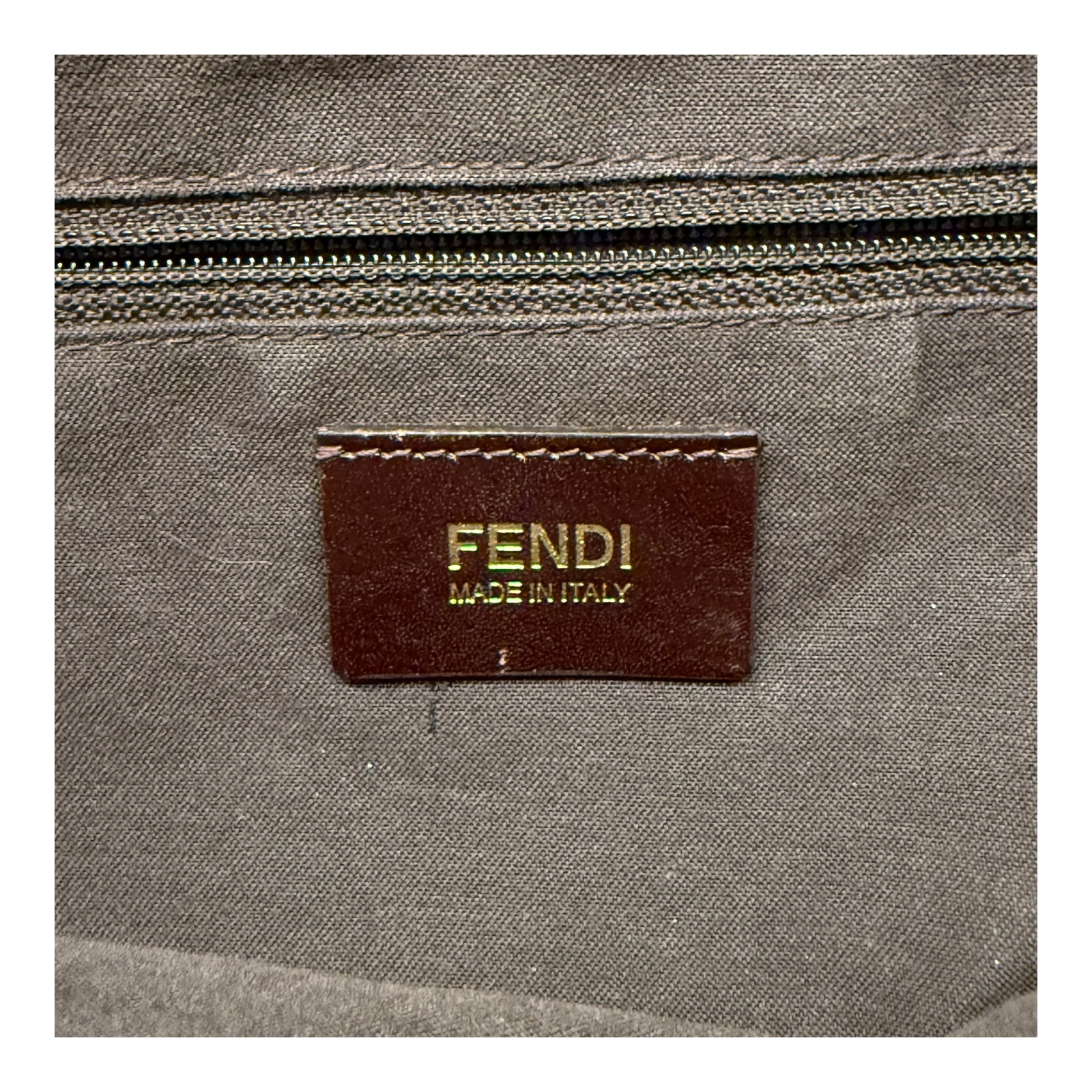 Fendi Brown FF Canvas Baguette Shoulder Bag with Tortoiseshell Buckle