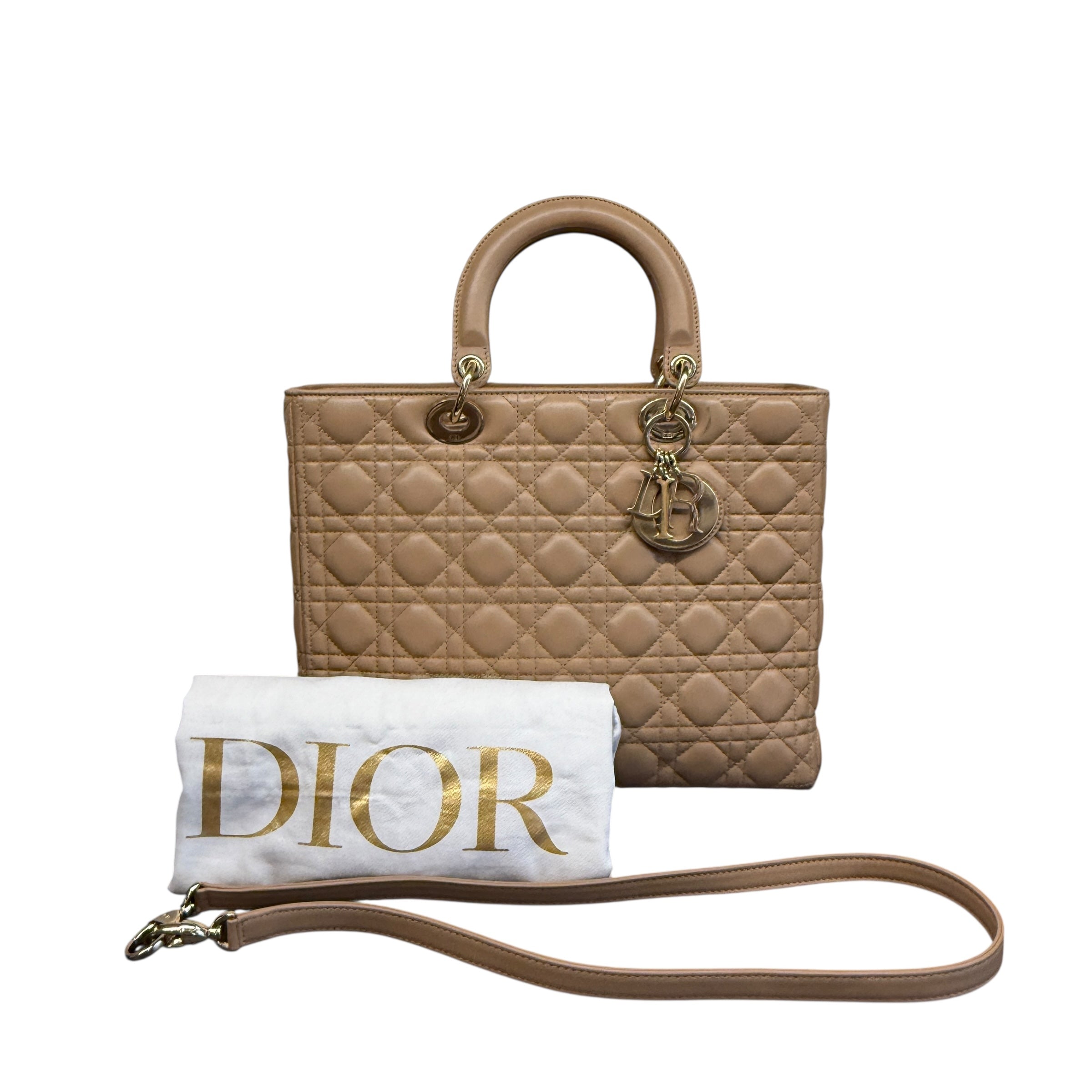 Dior Lady Dior Cannage Leather Tote Bag