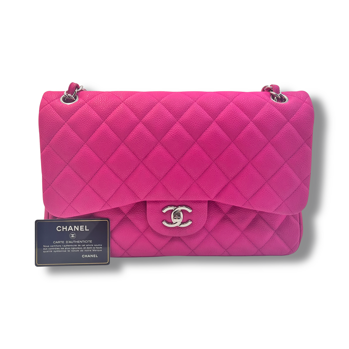 Chanel Pink Jumbo Classic Caviar Double Flap Bag